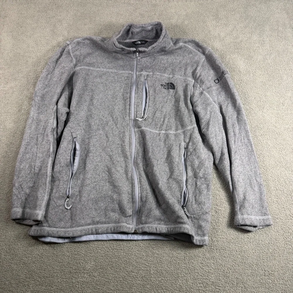The North Face Mens XXL Grey Full Zip Fleece Jacket Mock Neck Heathered 8861